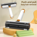 Two angles of one white and orange roller